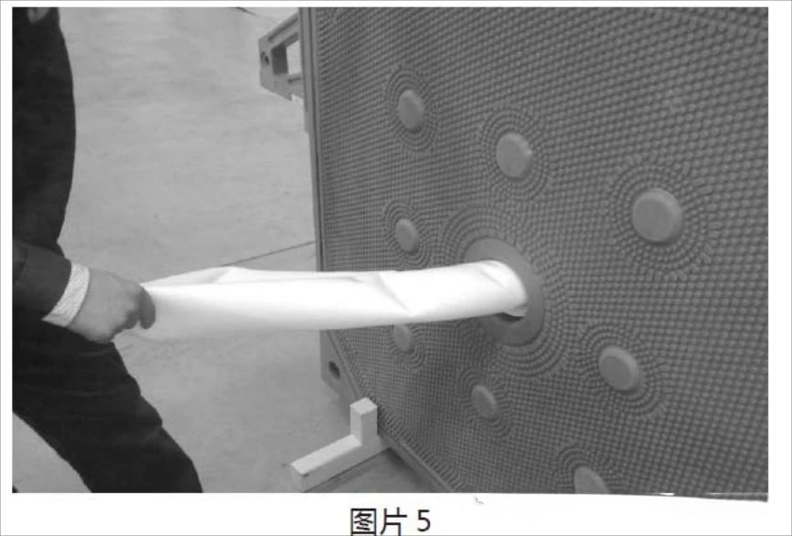 Filter cloth fitted through a plate port