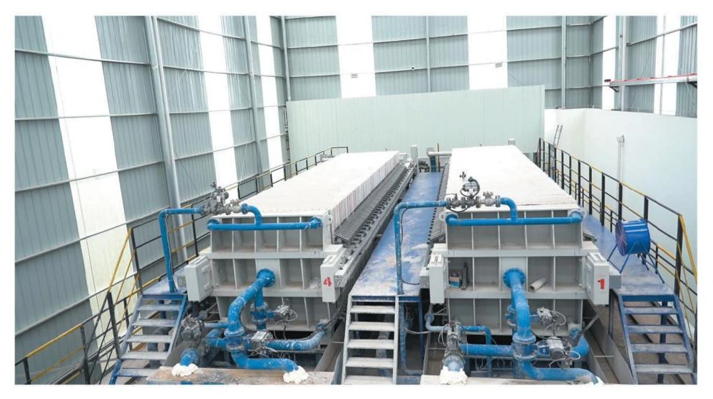 Tailings treatment plant with filter presses
